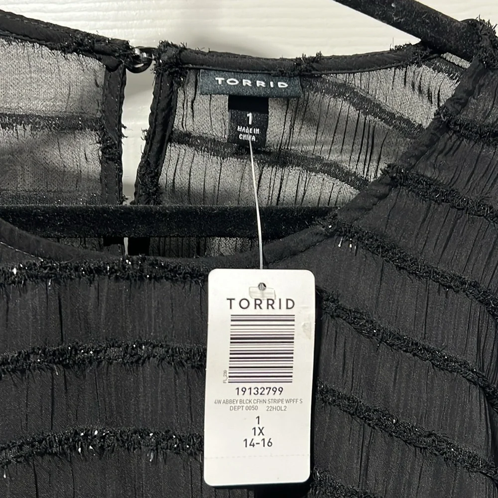 NWT Torrid Abbey Black Chiffon Stripe - Picture 3 of 3